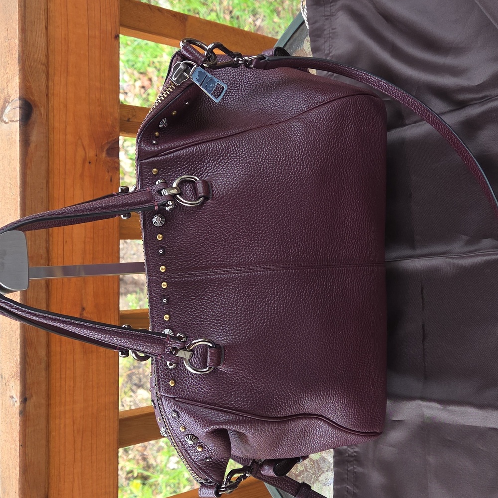 Coach Primrose Willow Pebbled Leather Bag Satchel Black with Tearose - Picture 3 of 8